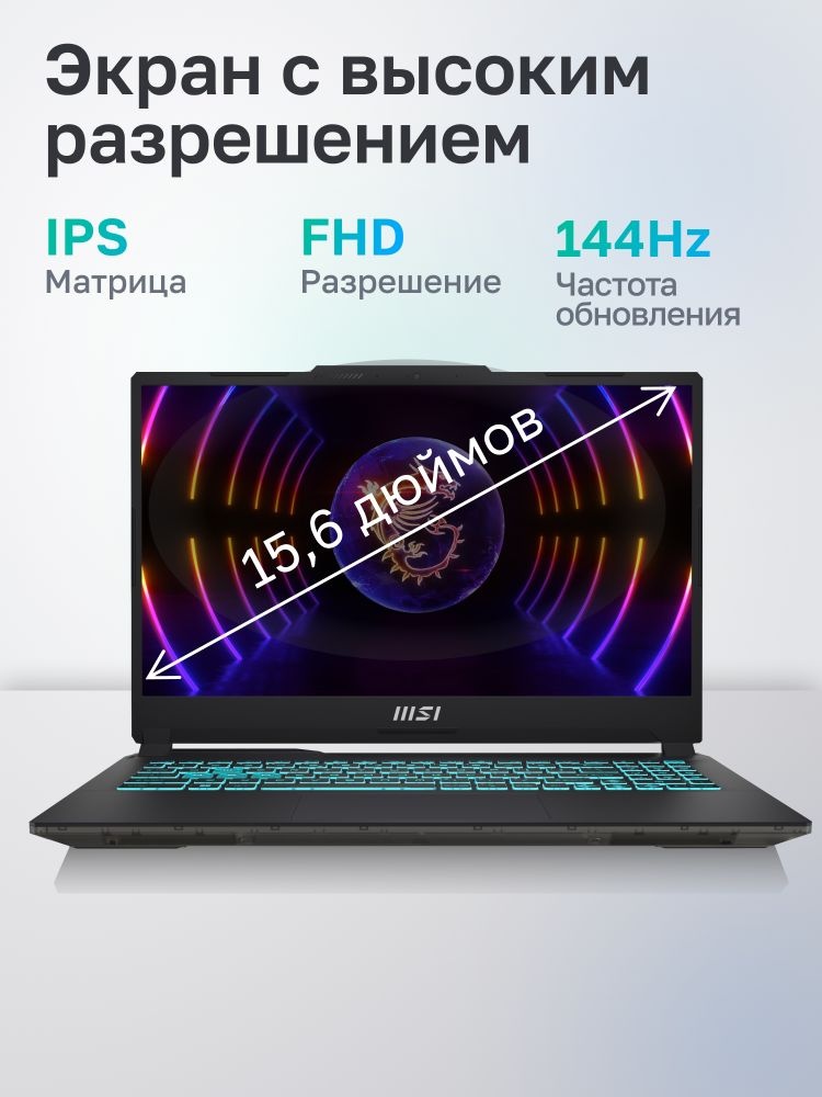 Ноутбук MSI Cyborg 15 A13VF-1223XRU i5 13420H/16Gb/SSD512Gb/RTX4060 8Gb/15.6"/IPS/FHD/DOS/black