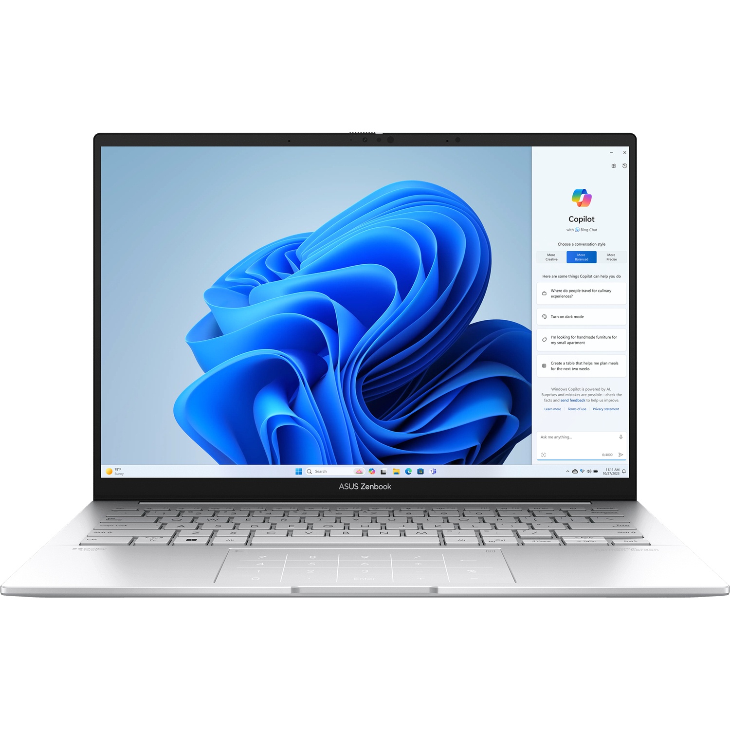 Ноутбук Asus Zenbook 14 UX3405MA-QD488W Core Ultra 7 155H 16Gb SSD1Tb Intel Arc 14" OLED FHD+ (1920x