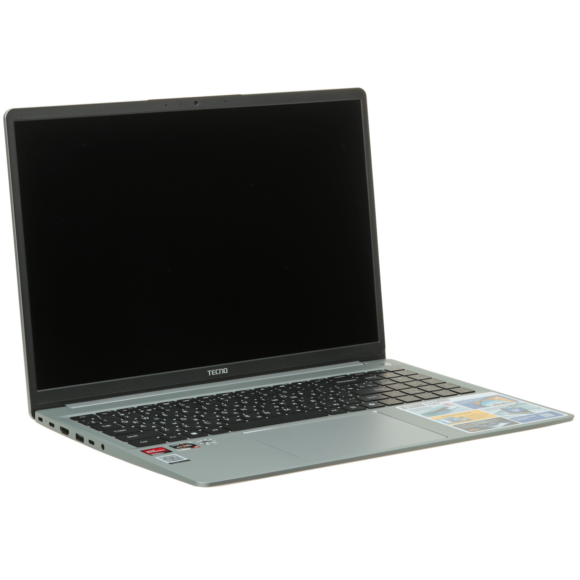 Ноутбук Tecno MegaBook K16SDA серебристый Ryzen 5 7430U 8Gb SSD256Gb AMD Radeon Graphics 16" IPS WUX