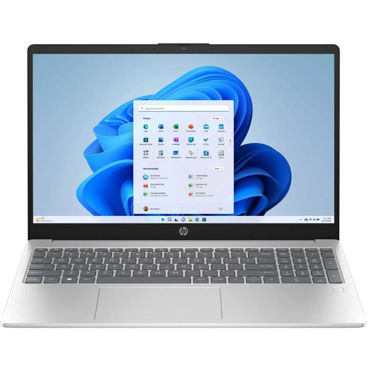Ноутбук HP15 15-fd0131wm 15.6" FHD IPS, Intel Core i3-N305, 8Gb, 256Gb SSD, Win11 Home (ENG), серебр