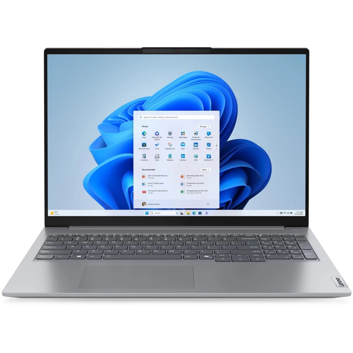 Ноутбук Lenovo ThinkBook 16 G7 ARP 16" WUXGA (1920x1200) IPS 300N, Ryzen 7 7735HS, 1x16GB DDR5-4800,