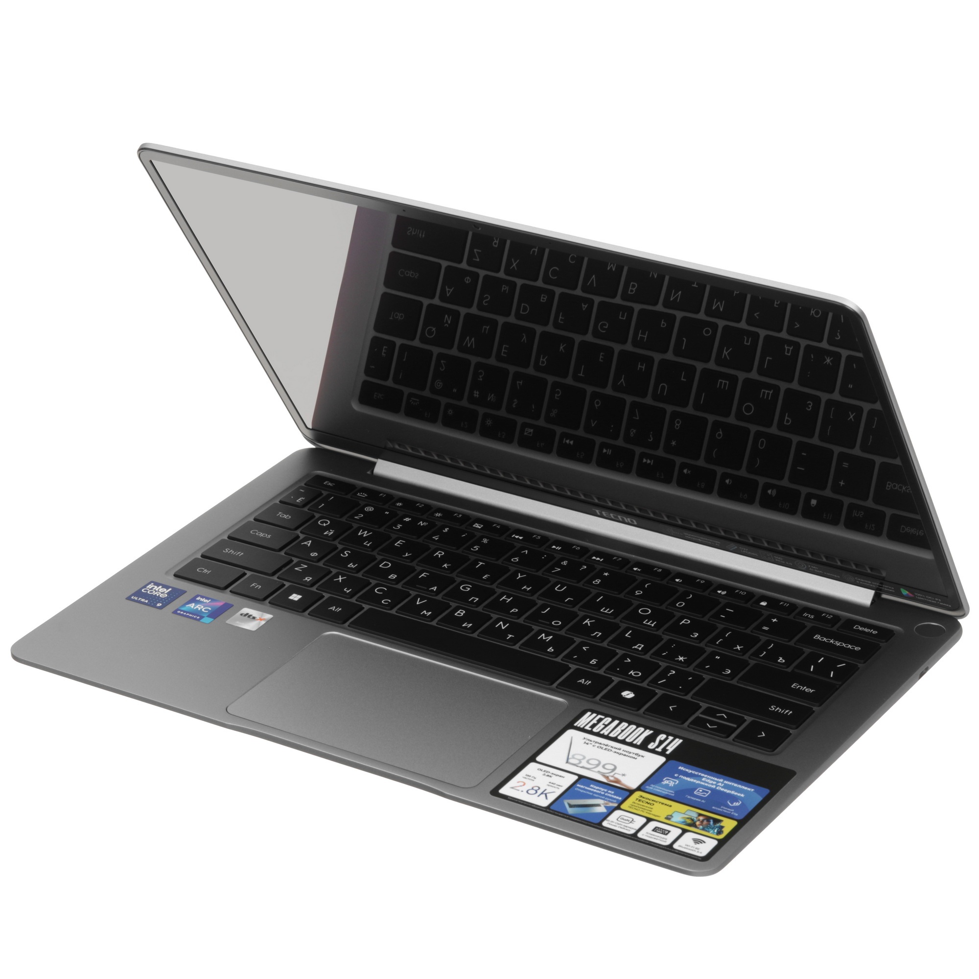 Ноутбук 14" TECNO Megabook S14 S14MM Core Ultra 9 185H/32Gb/SSD2Tb/IntelArc/2.8K/OLED/Win11/grey 489