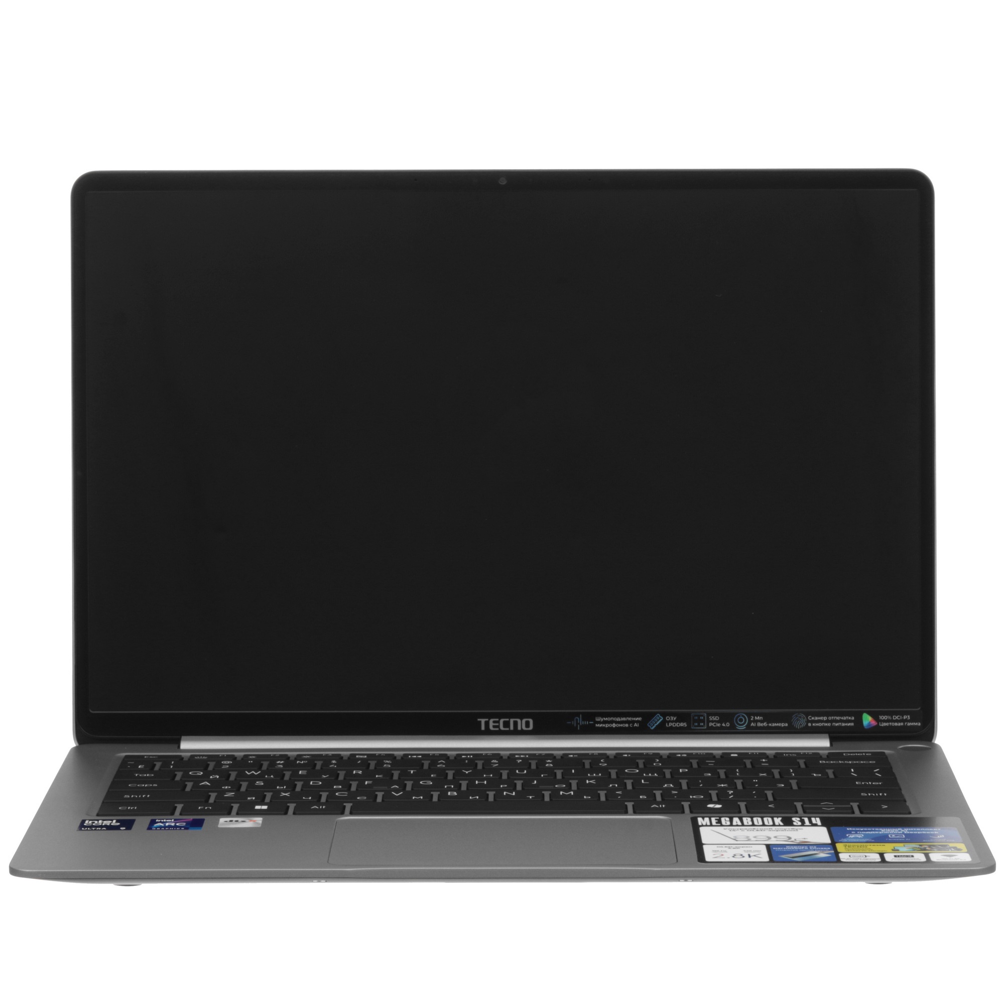 Ноутбук 14" TECNO Megabook S14 S14MM Core Ultra 9 185H/32Gb/SSD2Tb/IntelArc/2.8K/OLED/Win11/grey 489
