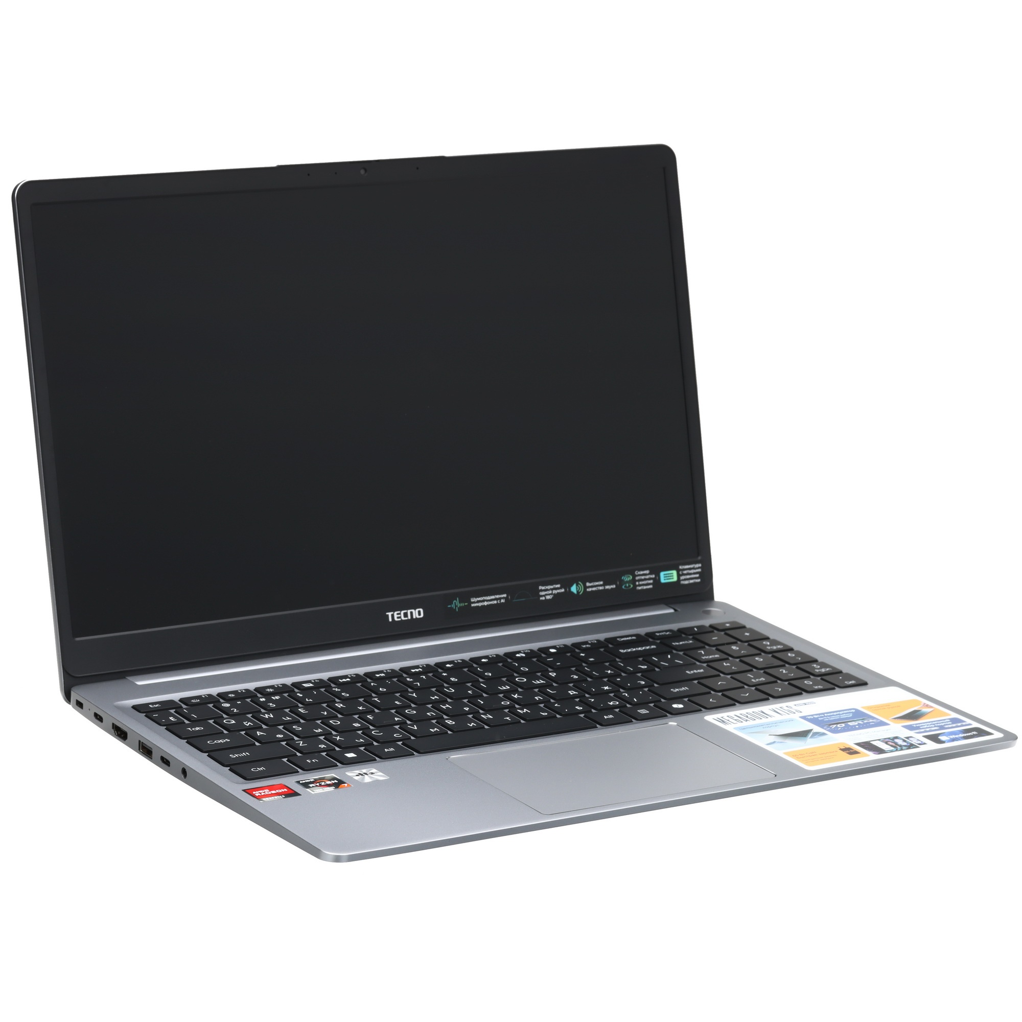 Ноутбук TECNO MegaBook K15SFA AMD Ryzen 7 7735HS/16Gb/SSD1Tb/15.6"/IPS/FHD/1920x1080/60Hz/Win11/Silv