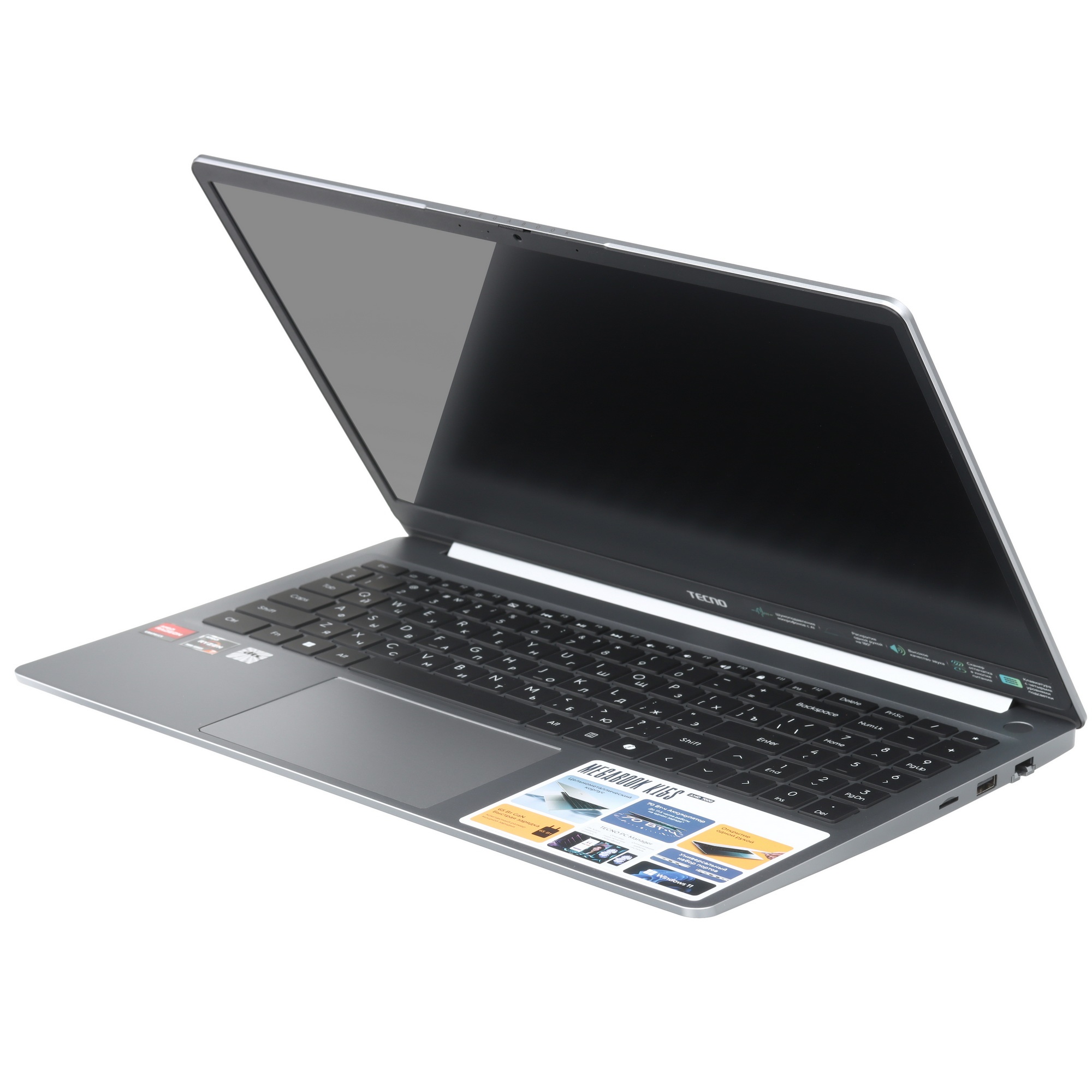 Ноутбук TECNO MegaBook K15SFA AMD Ryzen 7 7735HS/16Gb/SSD1Tb/15.6"/IPS/FHD/1920x1080/60Hz/Win11/Silv