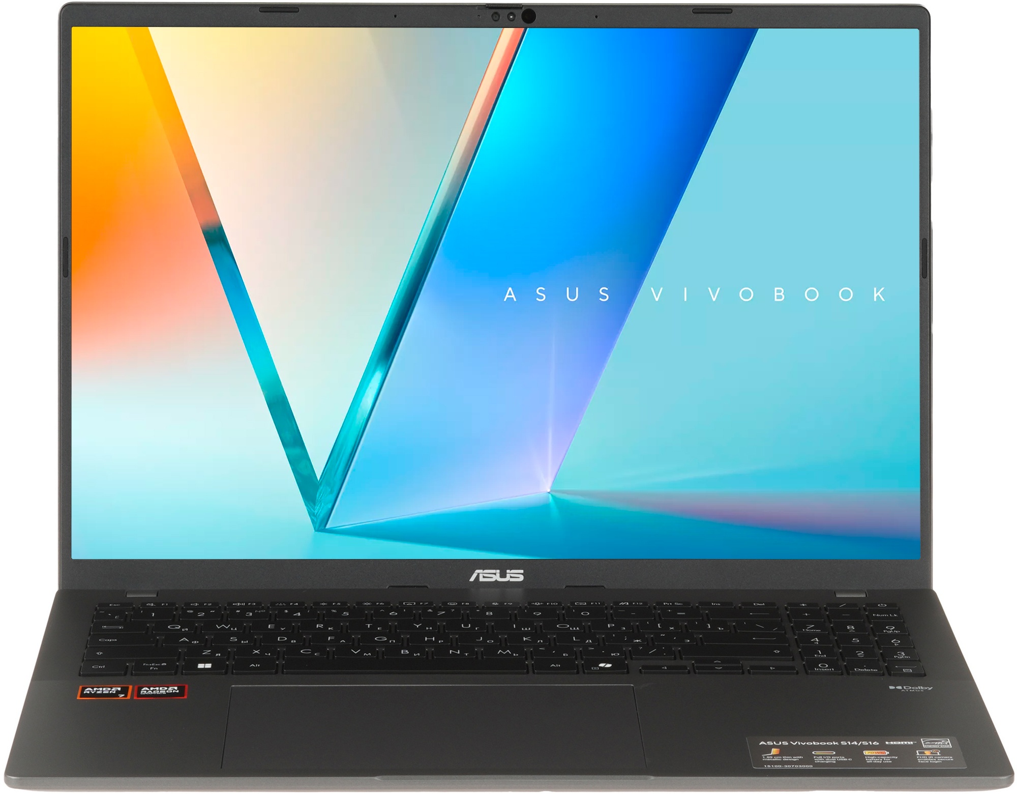 Ноутбук ASUS Vivobook S16 M3607HA-RP236/16"/IPS/AMD Ryzen 7 260/16Gb/512GbSSD/AMD Radeon Graphics/бе
