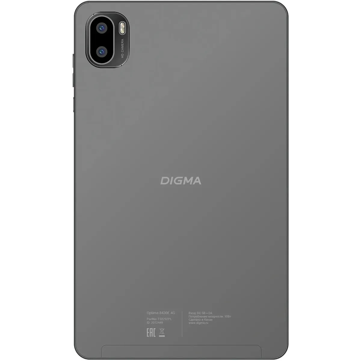 Планшет Digma Optima 8430E 4G T606 (1.6) RAM4Gb ROM64Gb 8" IPS 1280x800 4G 1Sim Android 14 серый 5Mp