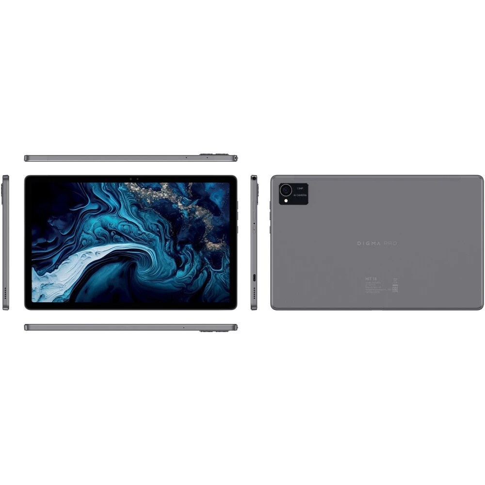 Планшет Digma Pro HIT 16 T616 (2.0) 8C RAM6Gb ROM128Gb 10.4" IPS 2000x1200 3G 4G Android 13 серый 13