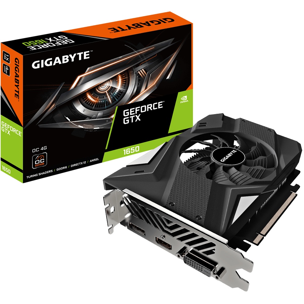 Видеокарта Gigabyte  GV-N1656OC-4GD 2.0 PCI-E nVidia GeForce GTX 1650 4gb OC (128bit/GDDR6/DVI/HDMI/