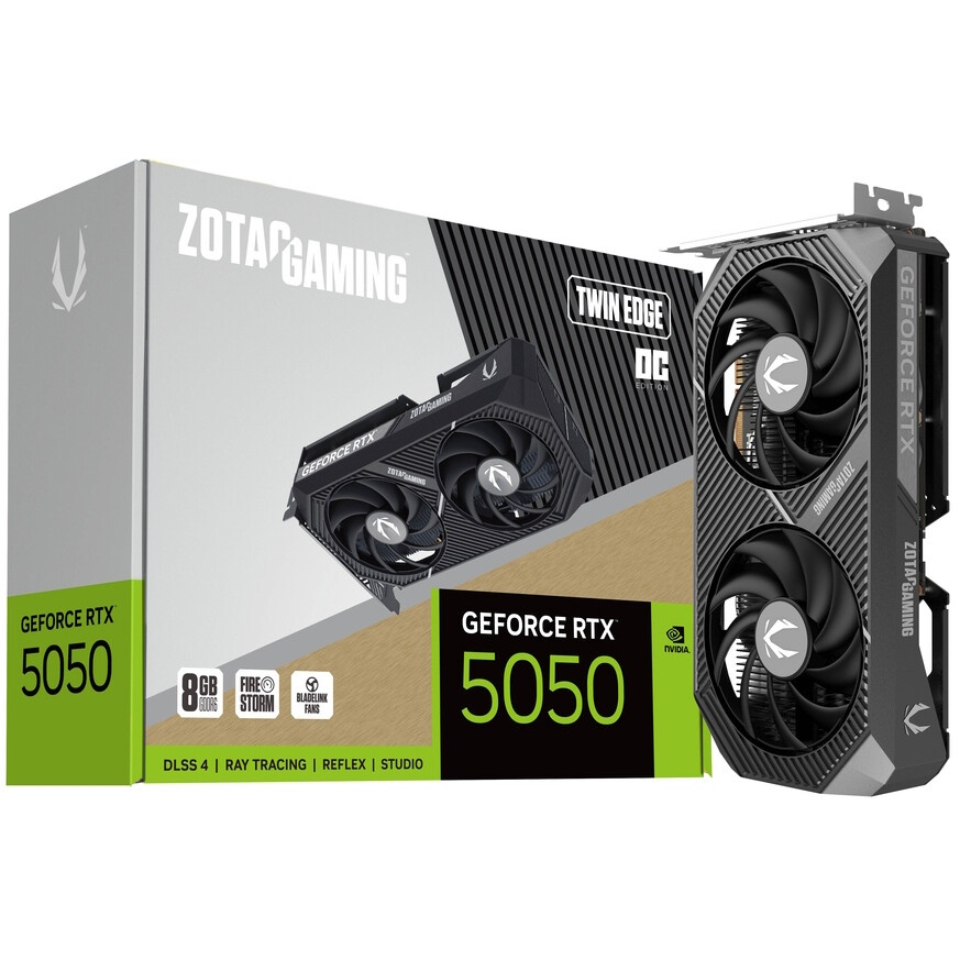 Видеокарта Zotac PCI-E 5.0 RTX 5050 SOLO 8GB NVIDIA GeForce RTX 5050 8Gb 128bit GDDR6 2572/20000 HDM