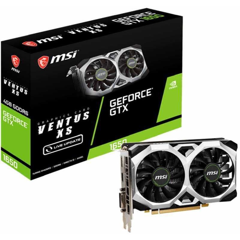 Видеокарта MSI  GTX1650 D6 VENTUS XS V1 (GTX1650, 4GB, GDDR6, 128bit, HDMI, DP, DVI-D)