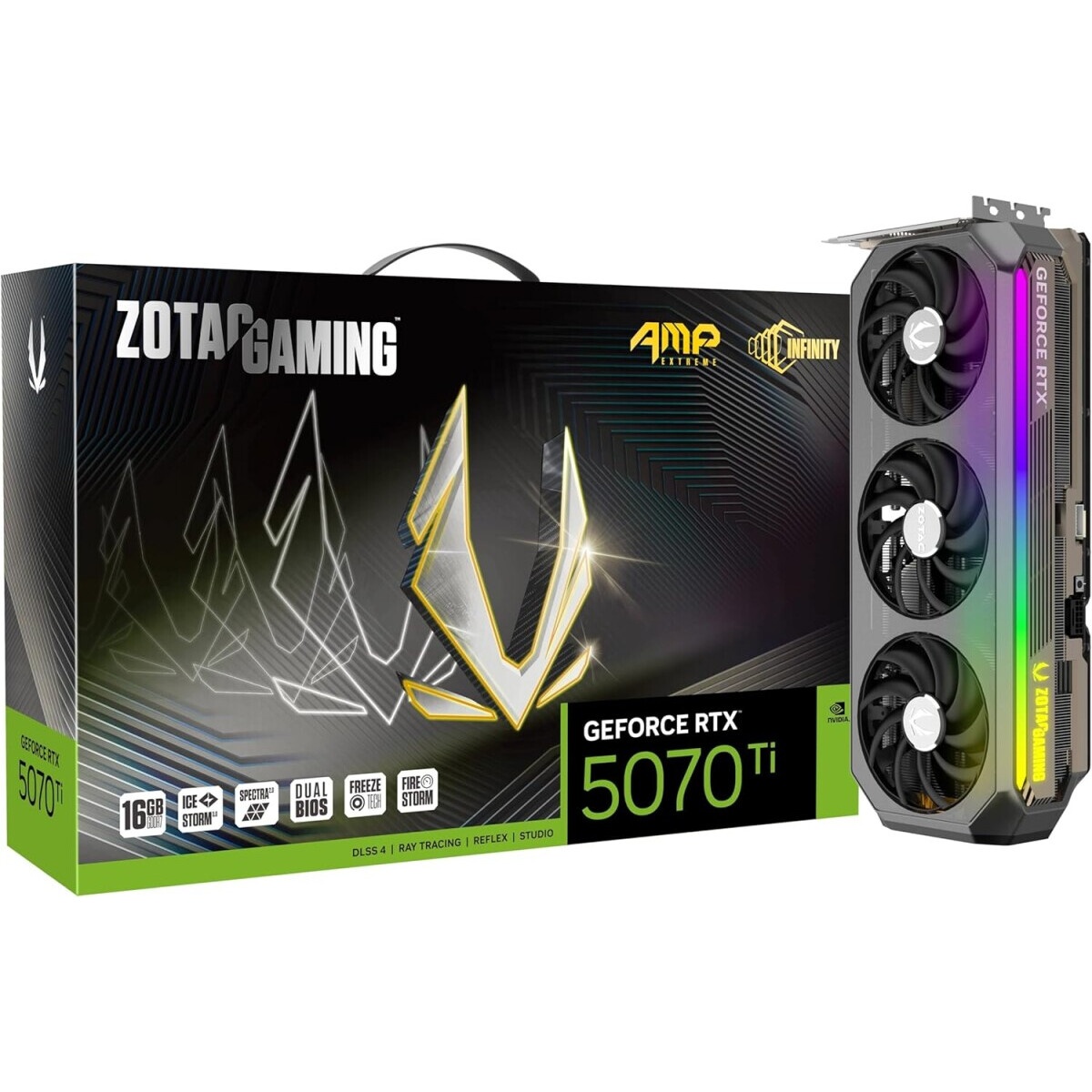 Видеокарта Zotac PCI-E 5.0 RTX 5070TI AMP EXTREME INFINITY NVIDIA GeForce RTX 5070TI 16Gb 256bit GDD