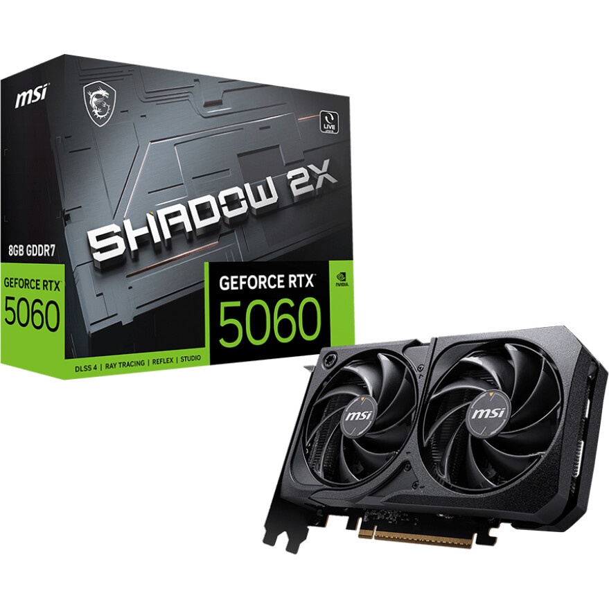Видеокарта MSI RTX 5060 8G SHADOW 2X/RTX 5060, HDMI, DP*3, 8G, D7