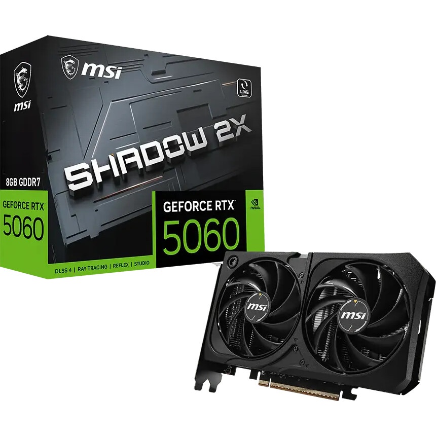 Видеокарта MSI RTX 5060 8G SHADOW 2X/RTX 5060, HDMI, DP*3, 8G, D7