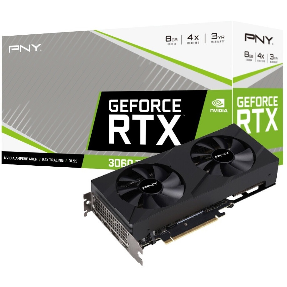 Видеокарта PNY RTX3060Ti 8GB GDDR6X VERTO 2FAN GDDR6X 256-bit DPx3 HDMI RTL