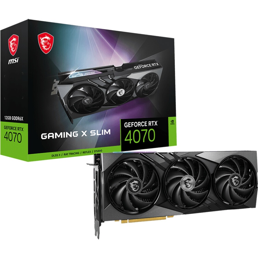 Видеокарта MSI RTX4070 GAMING X SLIM 12G PCI-E 4.0 12288Mb 192 GDDR6X 2610/21000 HDMIx1 DPx3 HDCP R