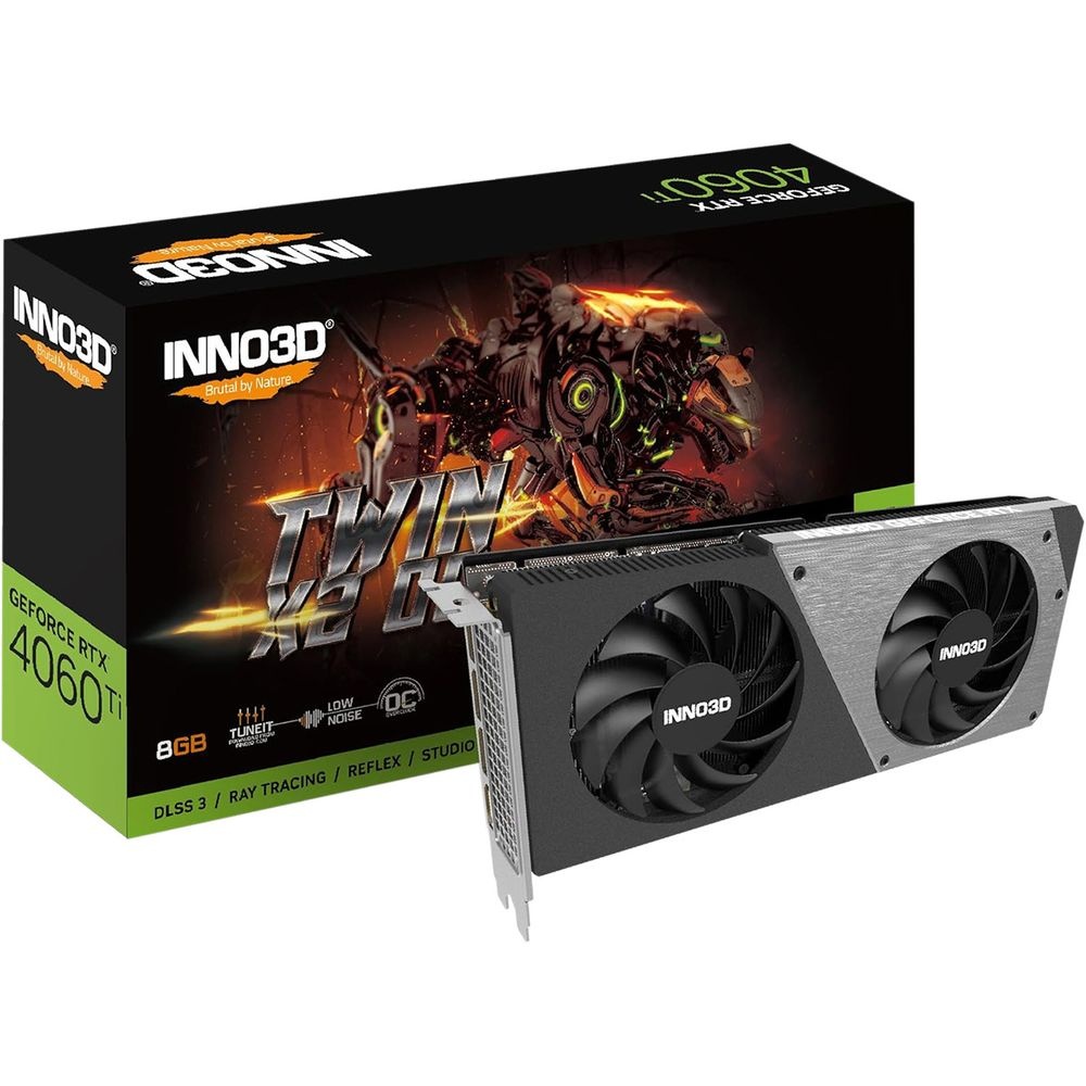 Видеокарта RTX4060Ti 8GB TWIN X2 OC GDDR6 128-bit DPx3 HDMI 2FAN RTL