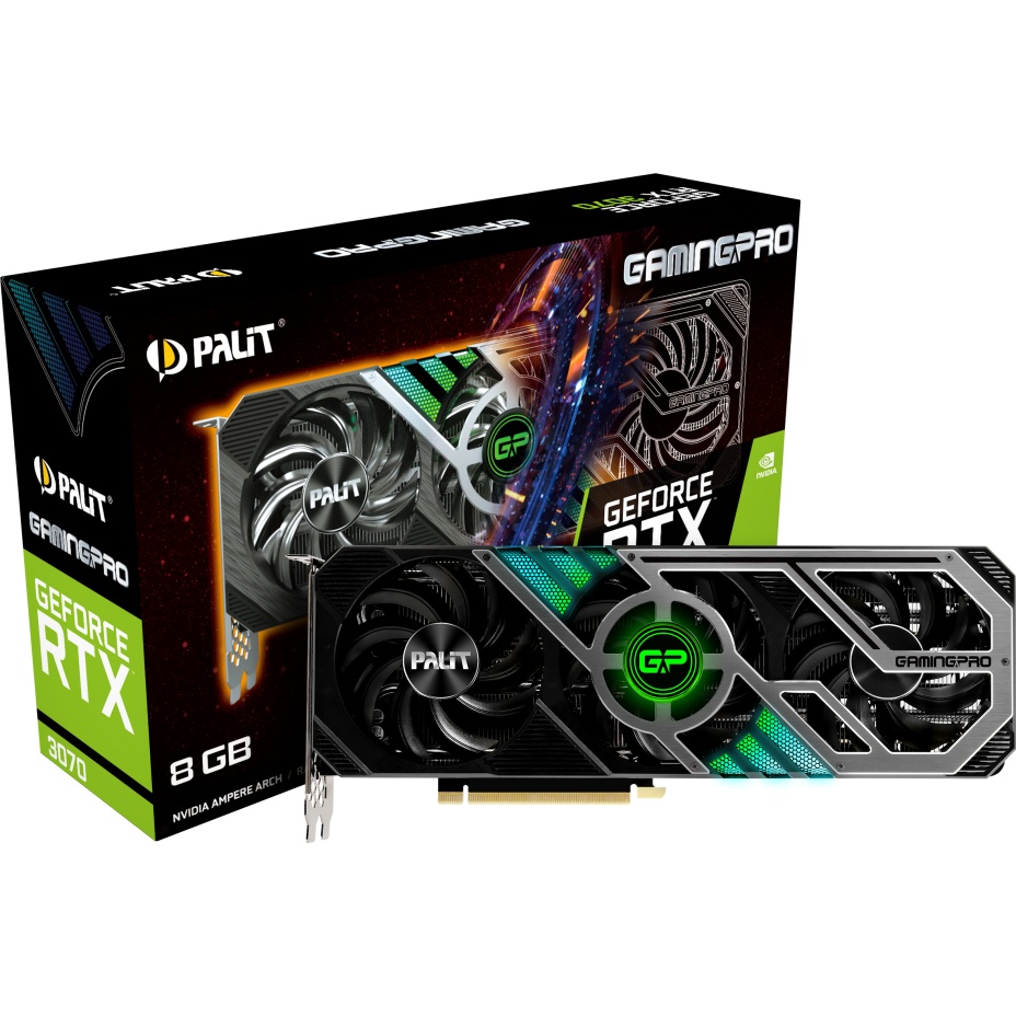 Видеокарта Palit PA-RTX3070 GAMINGPRO 8G LHR NVIDIA GeForce RTX 3070 8192Mb 256 GDDR6 1500/14000/HDM