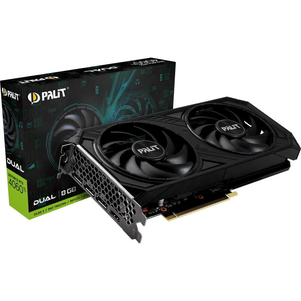Видеокарта Palit RTX4060TI DUAL NVIDIA GeForce RTX 4060TI 8192Mb PCI-E 4.0 128 GDDR6 2310/9000 HDM R