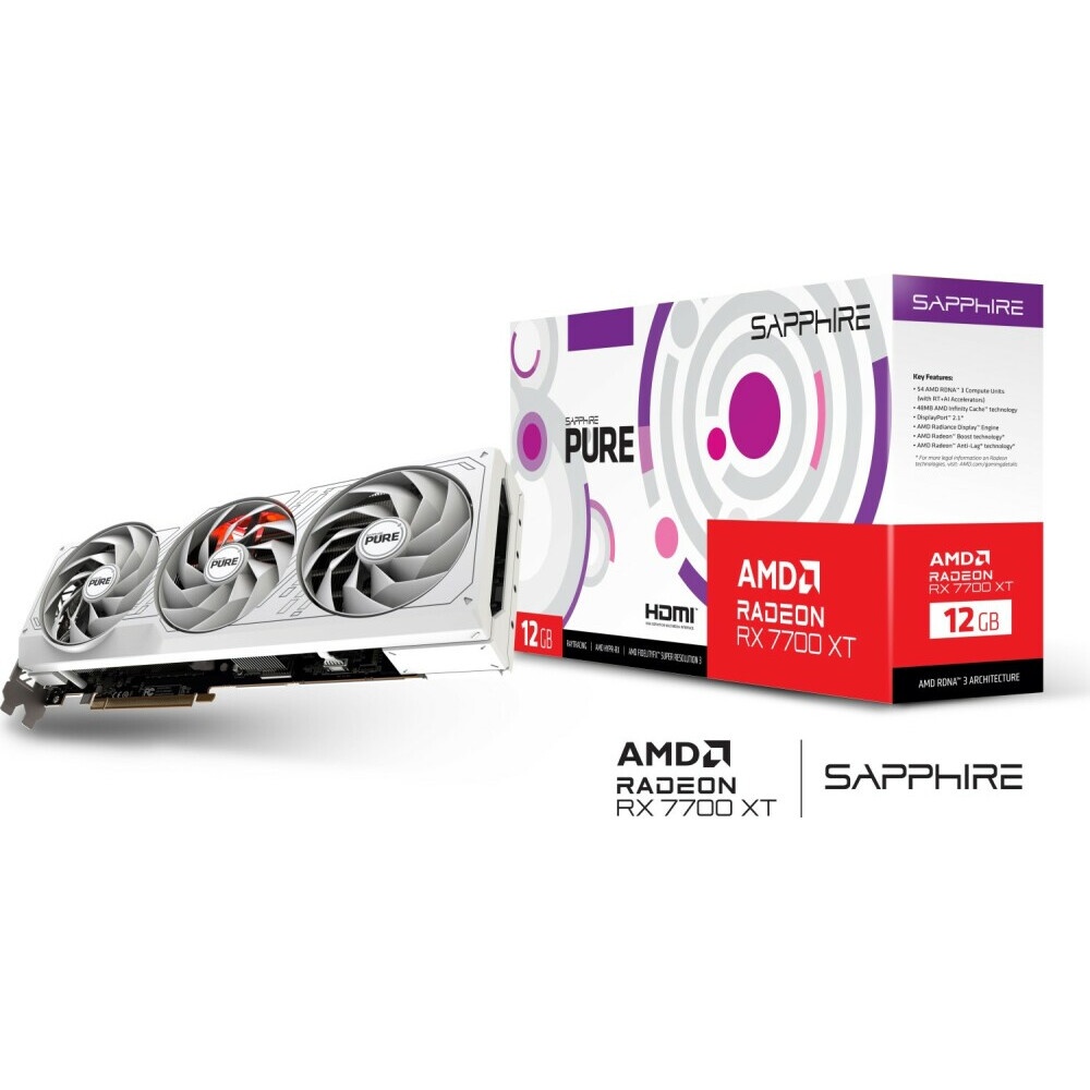 Видеокарта Sapphire PCI-E 4.0 11335-03-20G PURE RX 7700 XT GAMING OC AMD Radeon RX 7700XT 12288Mb 19