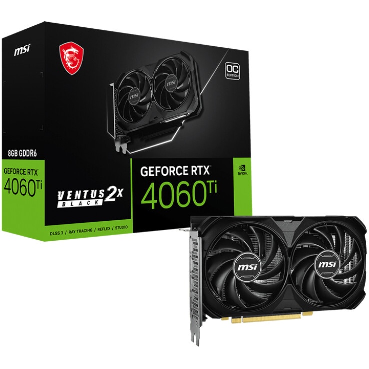 Видеокарта MSI RTX4060Ti 8G VENTUS 2X BLACK E1 OC RTX4060Ti 8G VENTUS 2X BLACK E1 OC