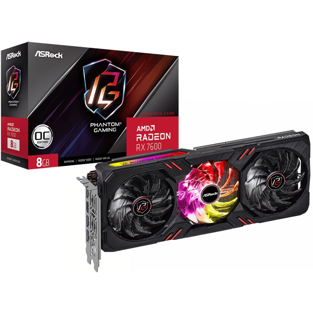 Видеокарта AsRock RX7600 PG 8GO AMD Radeon RX 7600 8Gb 128bit GDDR6 2355/18000 HDMIx1 DPx3 HDCP Ret