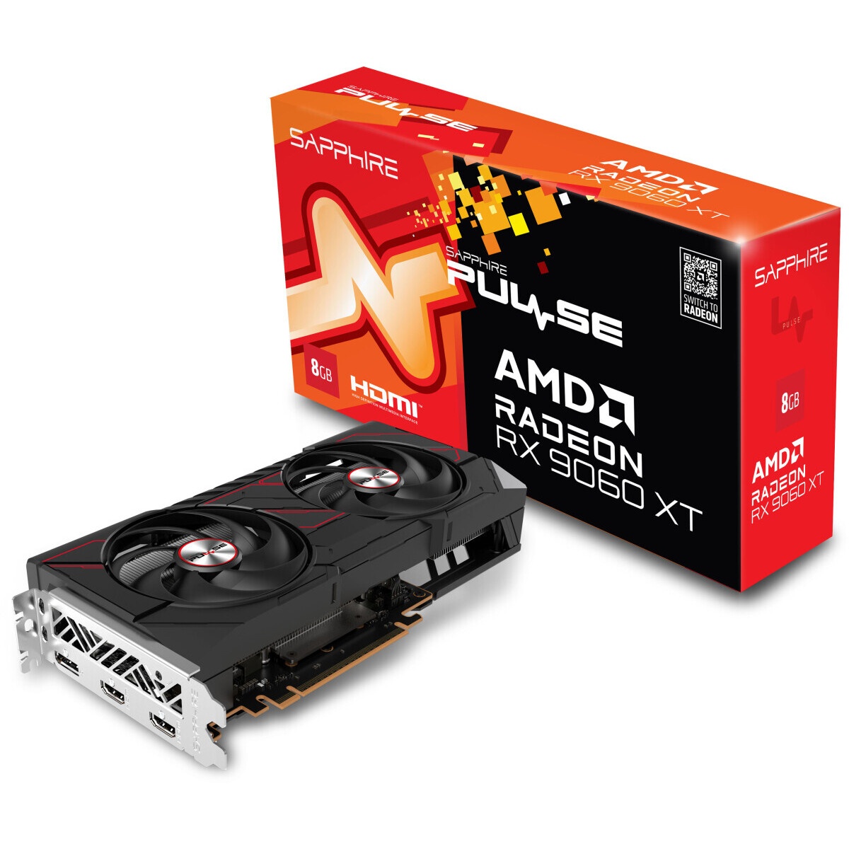 Видеокарта Sapphire RX9060XT PULSE 8GB GDDR6 128bit DP 2xHDMI 2FAN RTL
