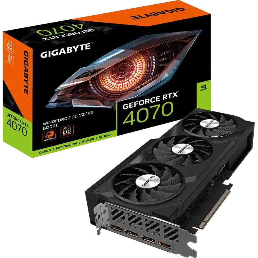 Видеокарта Gigabyte GV-N4070WF3OCV2-12GD RTX4070 GDDR6, 3*DP, HDMI
