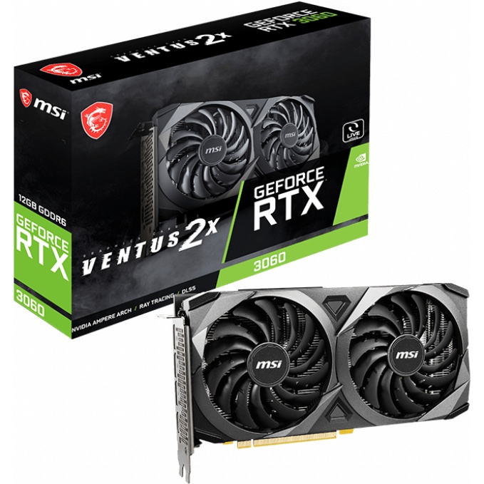 Видеокарта MSI RTX3060 VENTUS 2X 12G PCI-E 4.0  12288Mb 192 GDDR6 1680/15000 HDMIx1 DPx3 HDCP Ret