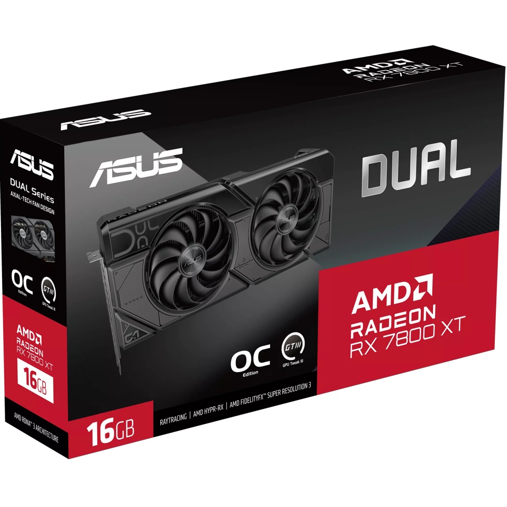 Видеокарта Asus DUAL-RX7800XT-O16G RX7800XT,HDMI*1,DP*3,16G,D6