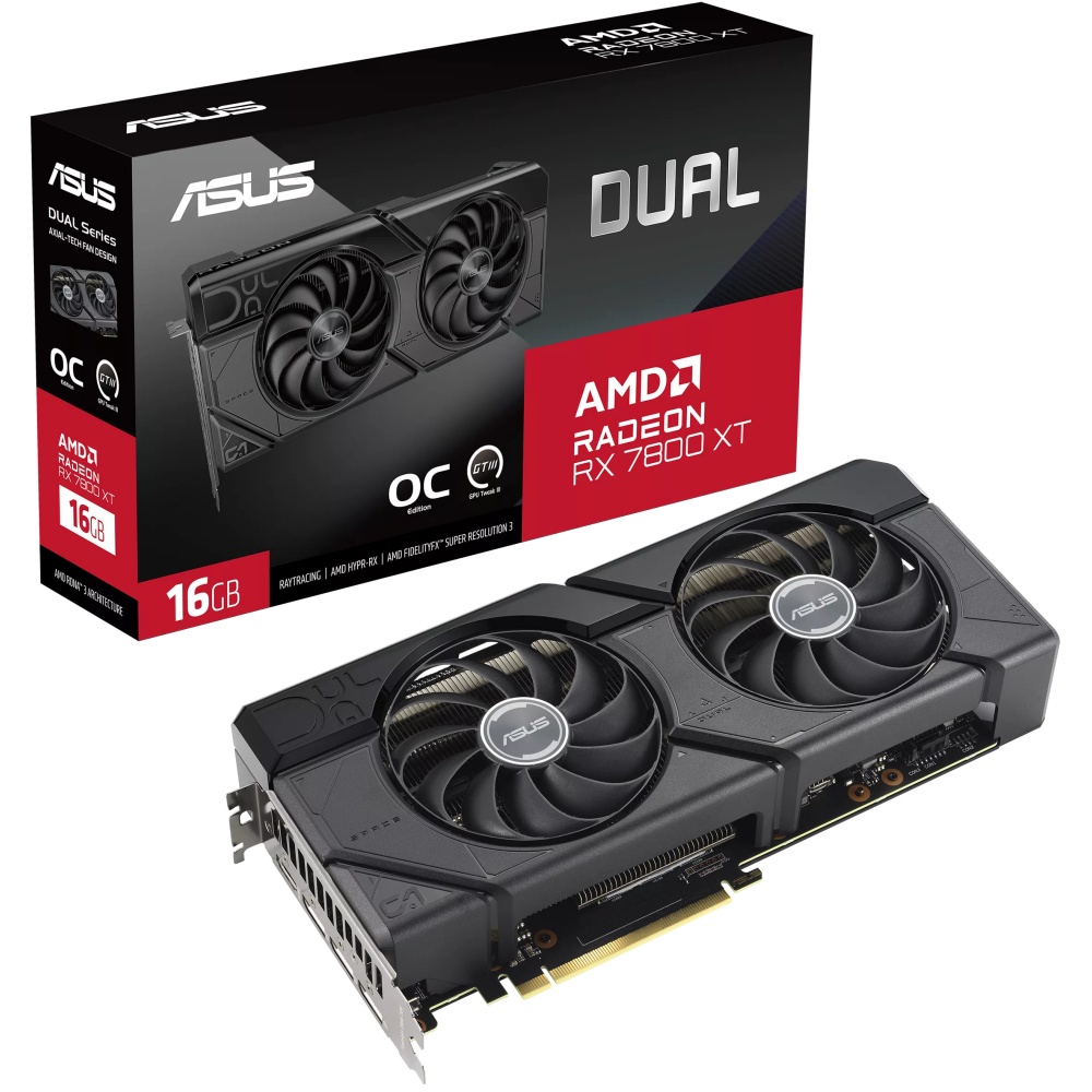Видеокарта Asus DUAL-RX7800XT-O16G RX7800XT,HDMI*1,DP*3,16G,D6