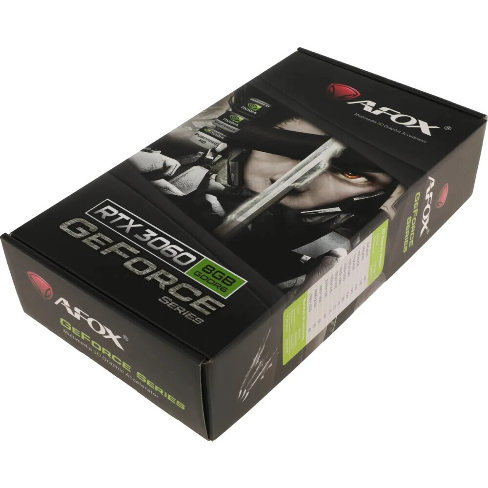 Видеокарта Afox PCI-E 4.0 AF3060-8GD6H4 NVIDIA GeForce RTX 3060 8Gb 128bit GDDR6 1320/15000 HDMIx1 D