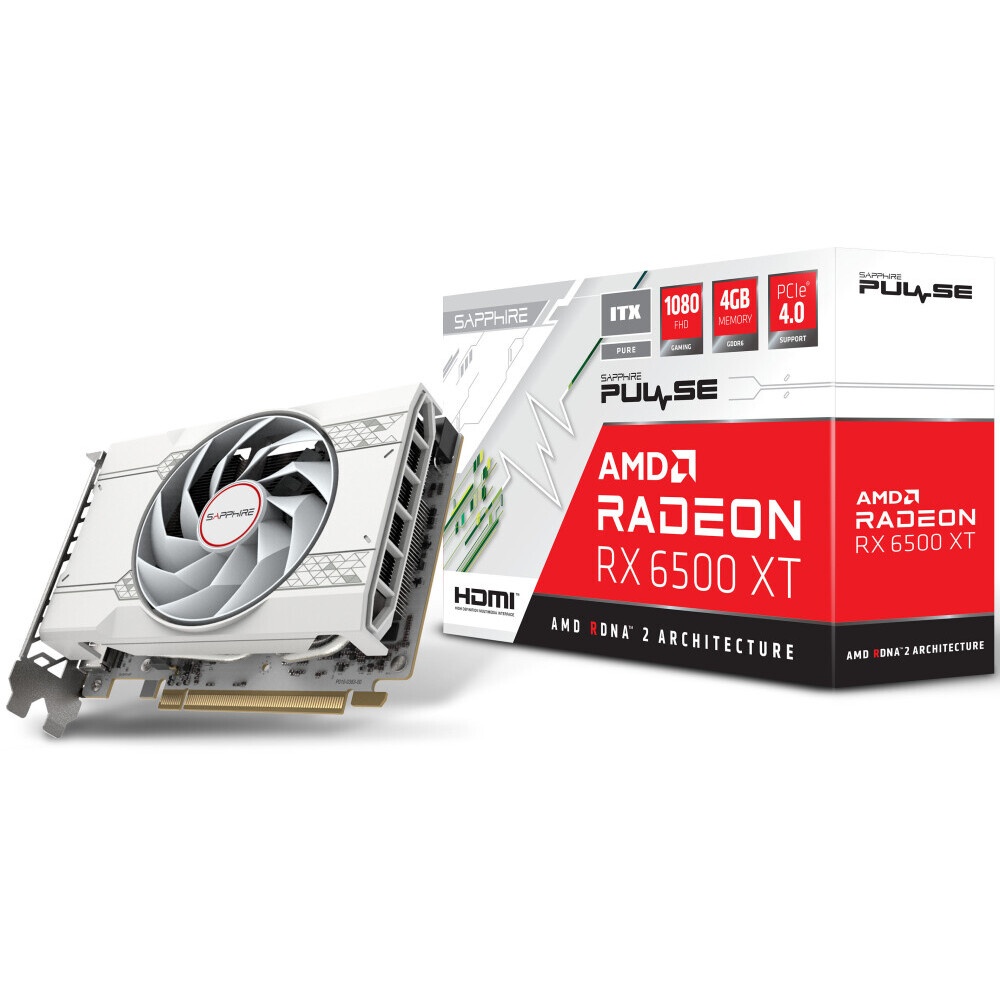 Видеокарта Sapphire PCI-E 4.0 11314-04-20G RX 6500XT ITX PURE GAMING OC AMD Radeon RX 6500XT 4Gb 64b