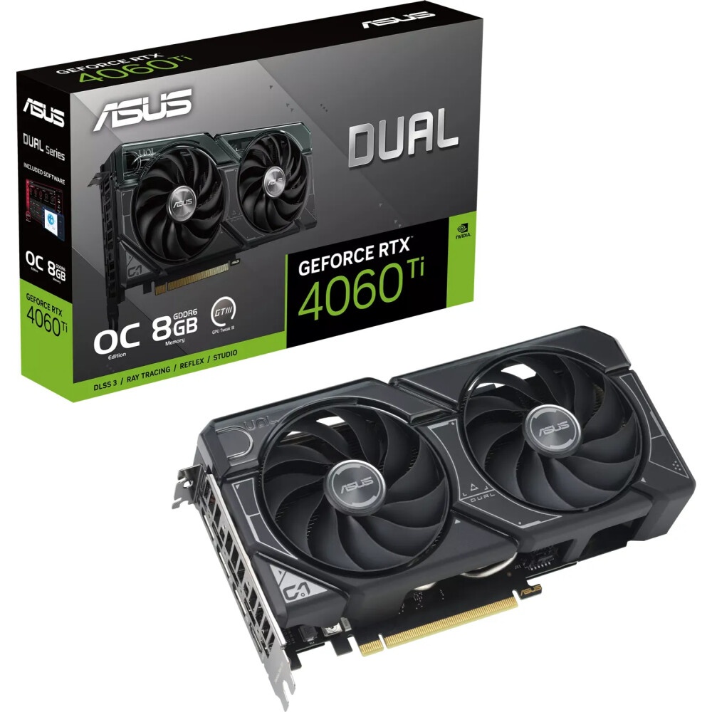 Видеокарта Asus DUAL-RTX4060TI-O8G-EVO NVIDIA GeForce RTX 4060TI 8Gb PCI-E 4.0 128bit GDDR6 2565/180