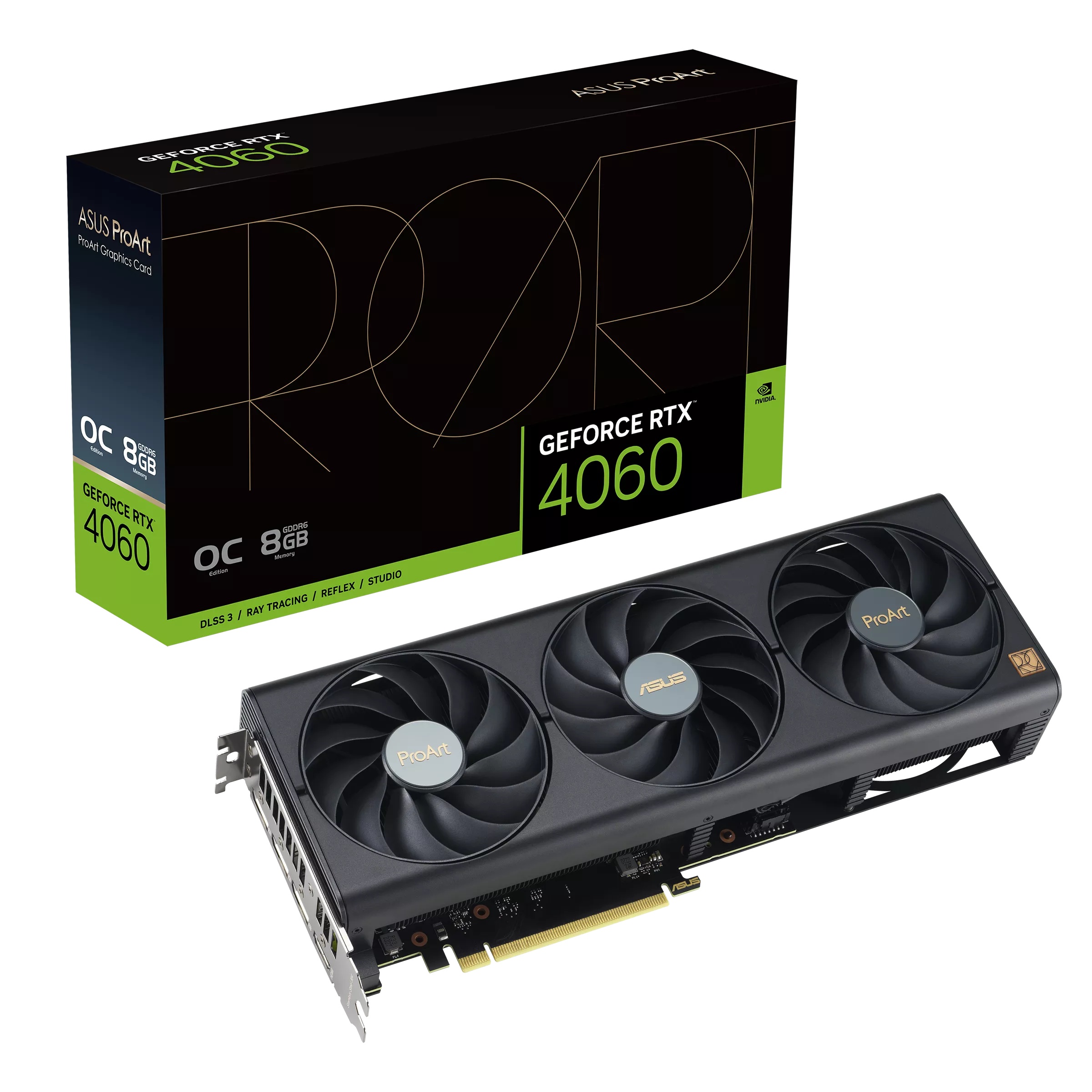 Видеокарта Asus PROART-RTX4060-O8G PCI-E 4.0 RTX4060 8192Mb 128 GDDR6 2550/17000 HDMIx1 DPx3 HDCP Re
