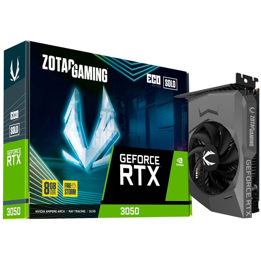 Видеокарта Zotac RTX3050 ECO 8GB GDDR6 128bit 3xDP HDMI 2FAN Medium Pack