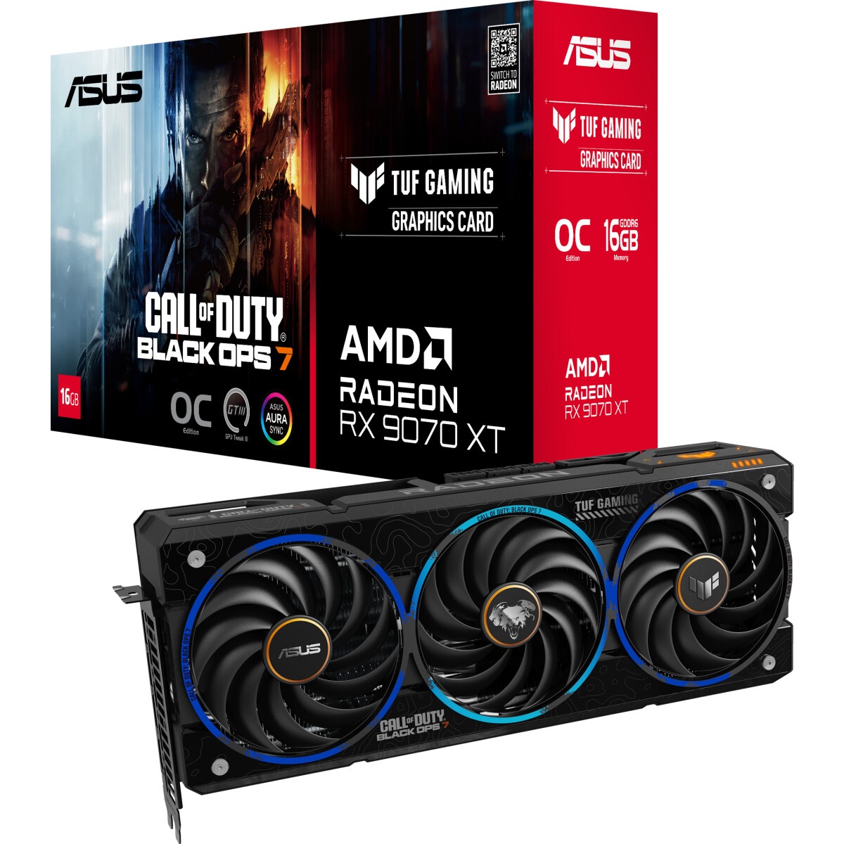 Видеокарта ASUS RX9070XT TUF GAMING COD BO7 SPECIAL EDITION OC 16GB GDDR6 256bit 3xDP HDMI 3FAN RTL
