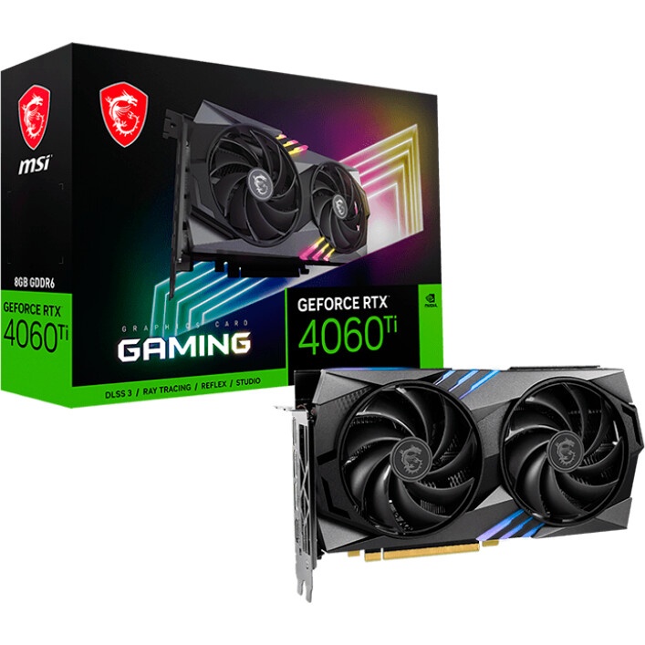 Видеокарта MSI PCI-E 4.0 RTX 4060 Ti GAMING 8G NVIDIA GeForce RTX 4060TI 8192Mb 128 GDDR6 2550/18000