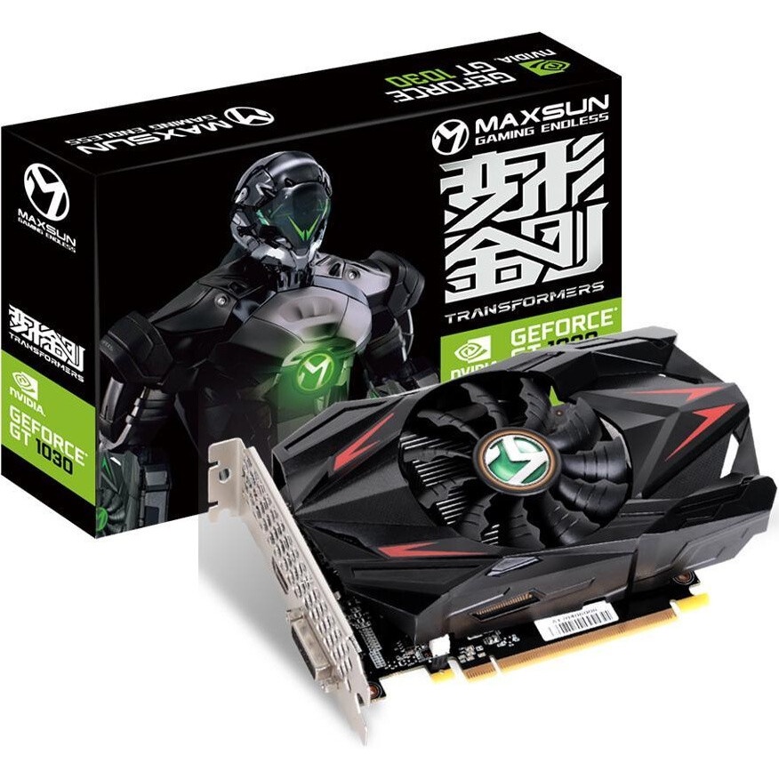 Видеокарта MAXSUN MS-GT1030 Transformer 4G GDDR4, 128bit, 1137/2100MHz, HDMI/DVI 1 FAN (MS-GT1030 TF