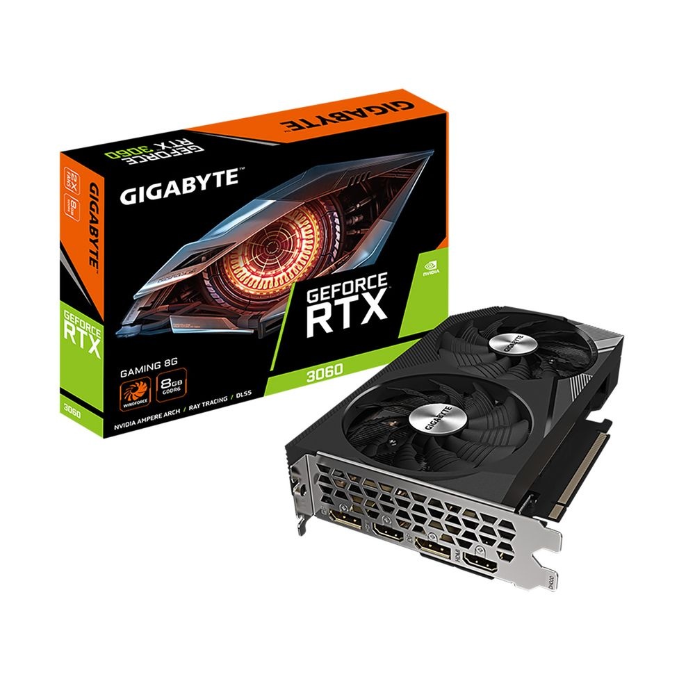 Видеокарта Gigabyte GV-N3060GAMING-8GD 2.0 NV RTX3060 8Gb 128bit GDDR6 1777/15000/HDMIx2/D