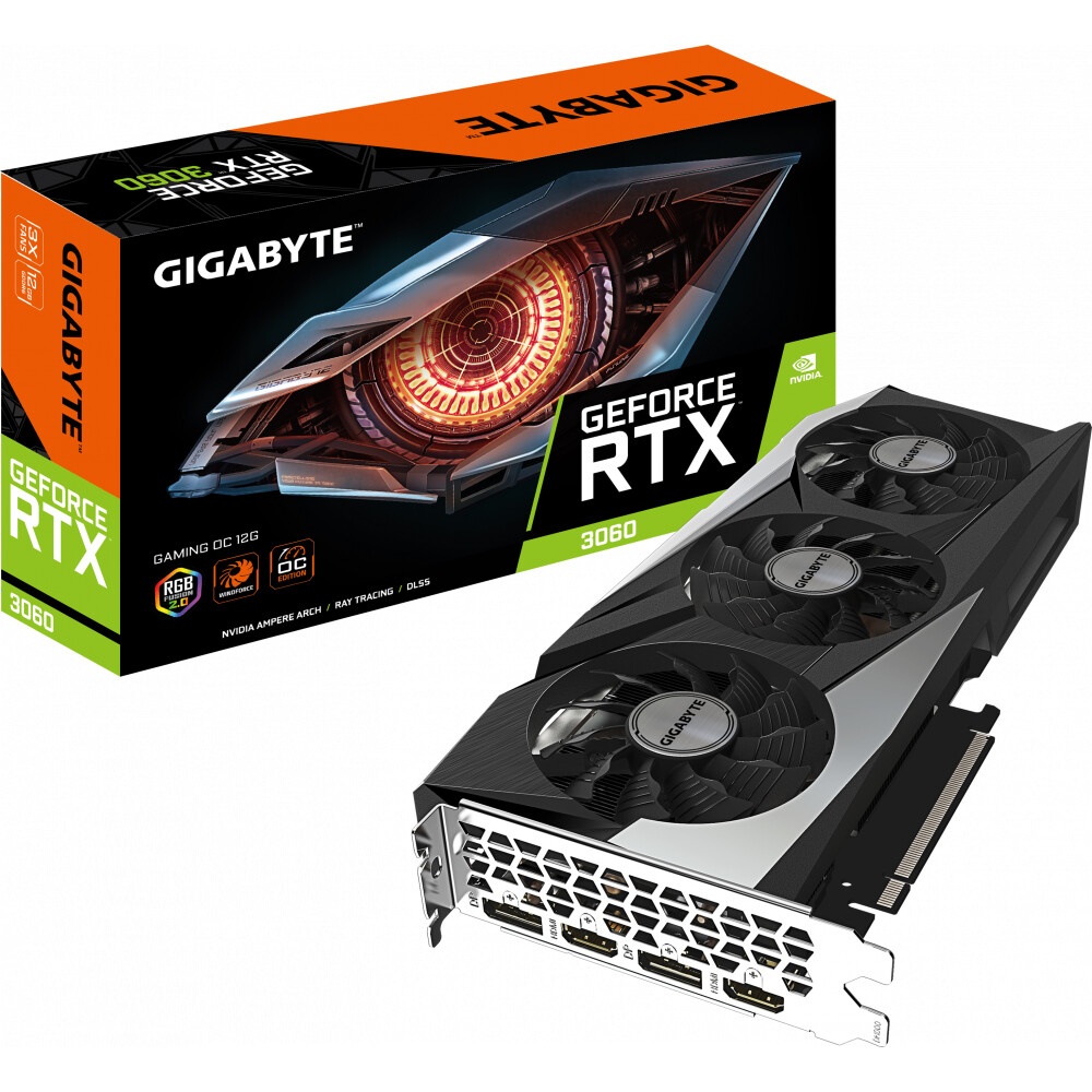 Видеокарта GIGABYTE GeForce RTX 3060 GAMING OC 12G LHR / 1837MHz 12GB GDDR6 192bit 2xDP 2xHDMI 1x8pi