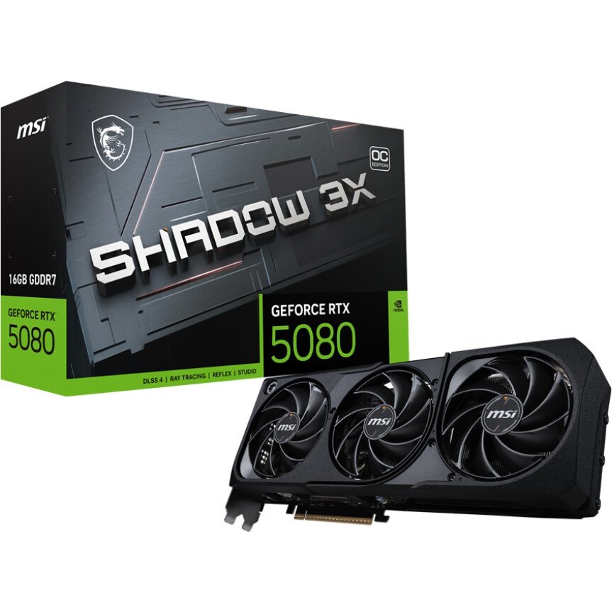 Видеокарта MSI PCI-E 5.0 RTX 5080 16G VANGUARD OC NVIDIA GeForce RTX 5080 16Gb 256bit GDDR7 2700/300