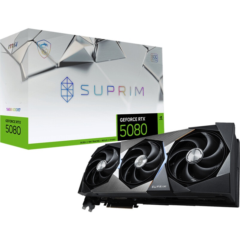 Видеокарта MSI PCI-E 4.0 RTX 5080 16GB SUPRIM SOC NVIDIA GeForce RTX 5080 16Gb 256bit GDDR7 2595/224
