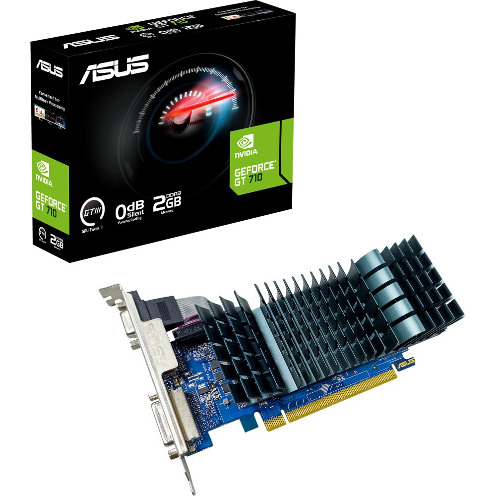 Видеокарта Asus PCI-E GT710-SL-2GD3-BRK-EVO NVIDIA GeForce GT 710 2048Mb 64 DDR3 954/5012 DVIx1 HDMI