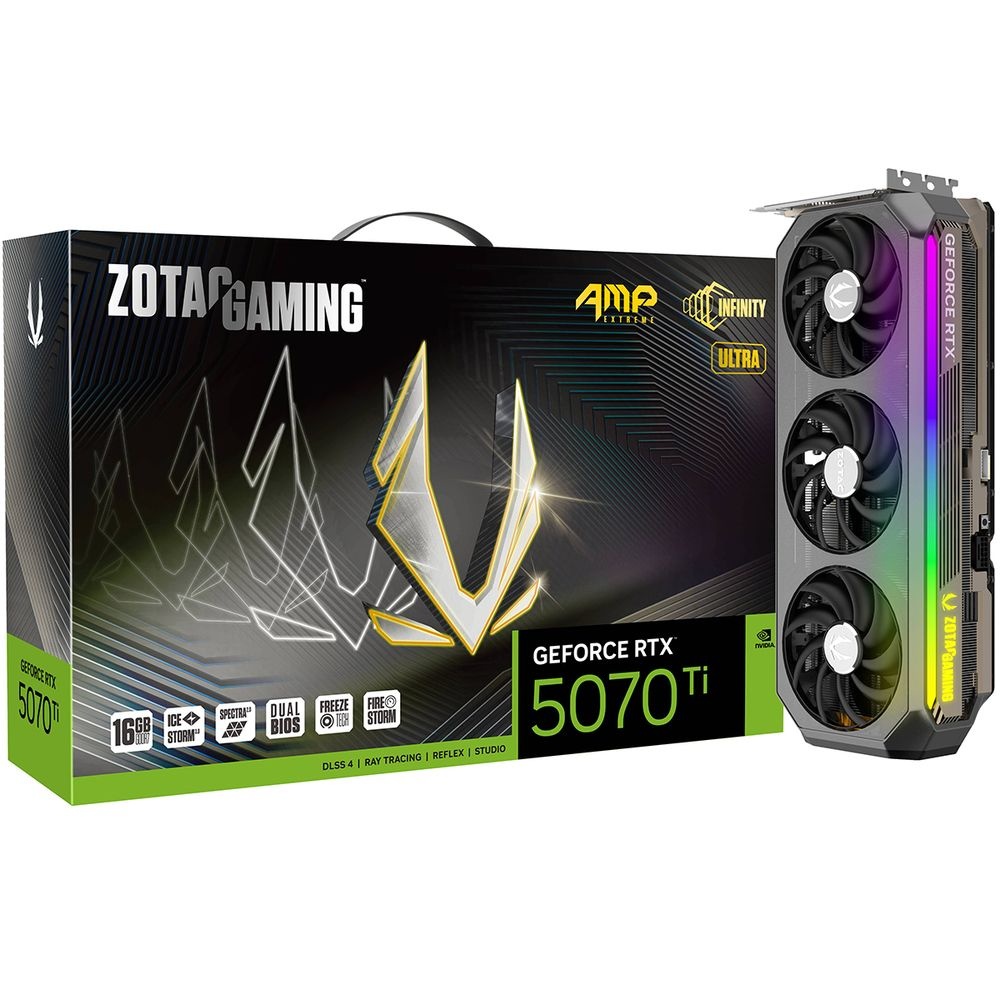 Видеокарта Zotac PCI-E 5.0 RTX 5070TI AMP EXTREME INFINITY ULTRA NVIDIA GeForce RTX 5070TI 16Gb 256b
