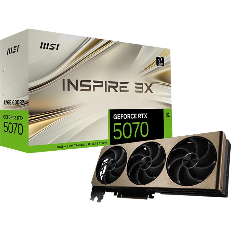Видеокарта MSI PCI-E 5.0 RTX 5070 12G INSPIRE 3X NVIDIA GeForce RTX 5070 12Gb 192bit GDDR7 2542/2800
