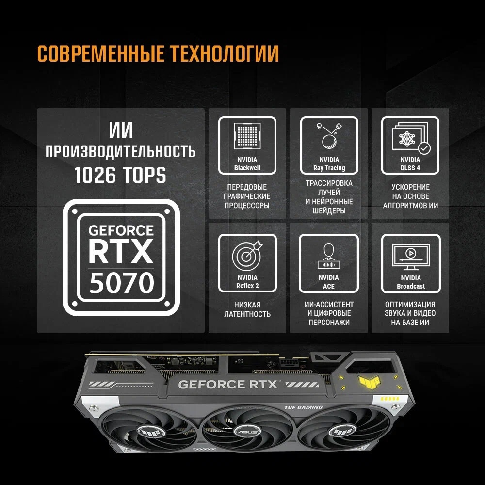 Видеокарта MSI PCI-E 5.0 RTX 5070 12G INSPIRE 3X NVIDIA GeForce RTX 5070 12Gb 192bit GDDR7 2542/2800