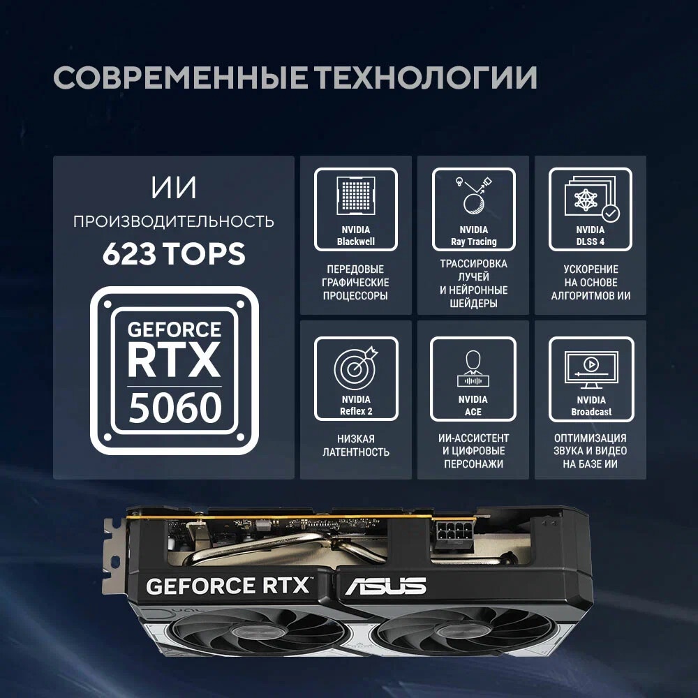 Видеокарта MAXSUN MS-RTX5060 TRB 8G T0 GeForce RTX 5060 8Gb DDR7 128 bit 3*DP/HDMI 2FAN RTL