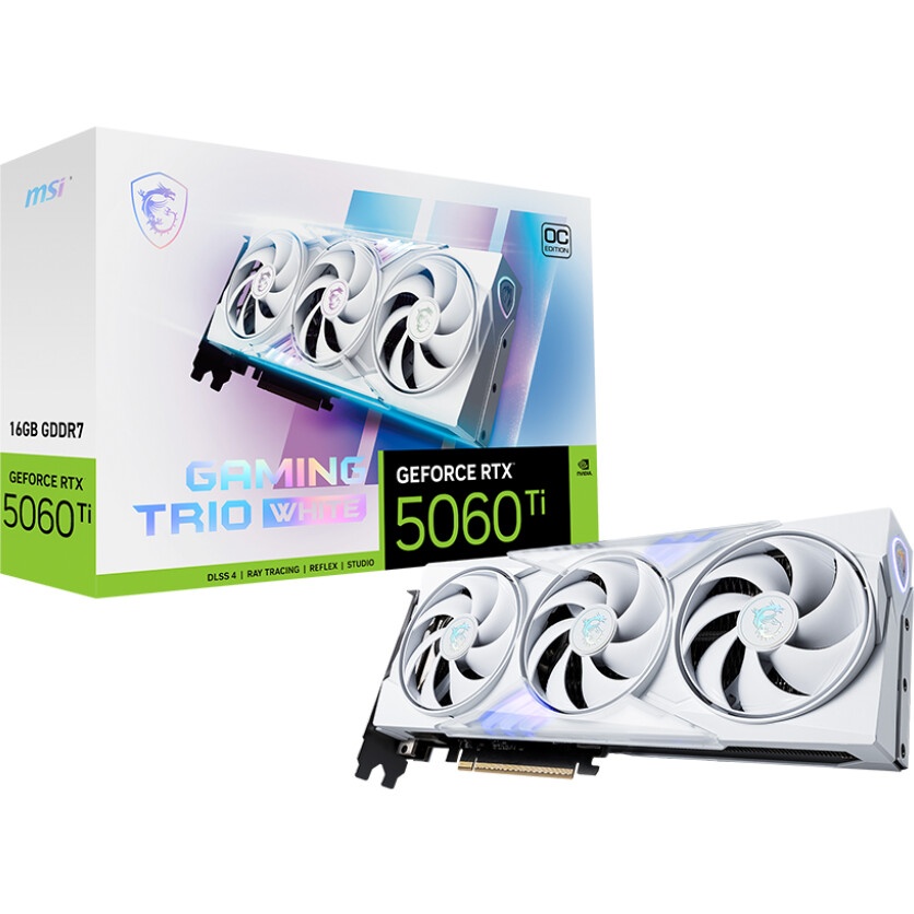 Видеокарта MSI GeForce RTX 5060 Ti 16G GAMING TRIO OC WHITE