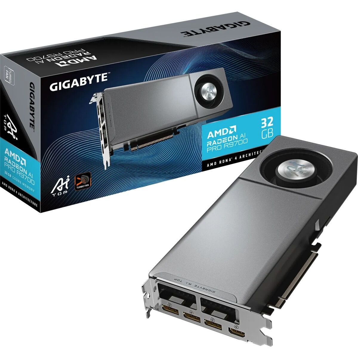 Видеокарта Gigabyte AI PRO R9700 AI TOP 32GB GDDR6 256bit 3xDP HDMI BLOWER RTL